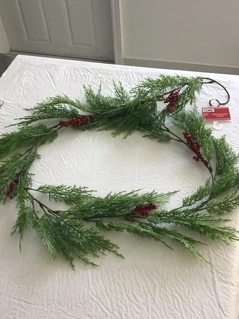 Ashland Cedar Berry Garland - Green and Red Holiday Accent 6 feet long